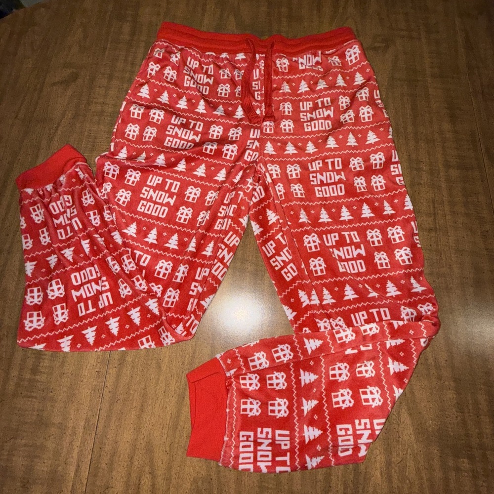 Dec 25th Women's Pajama Christmas Pants Holiday Red Up To Snow Good‎ Medium Soft